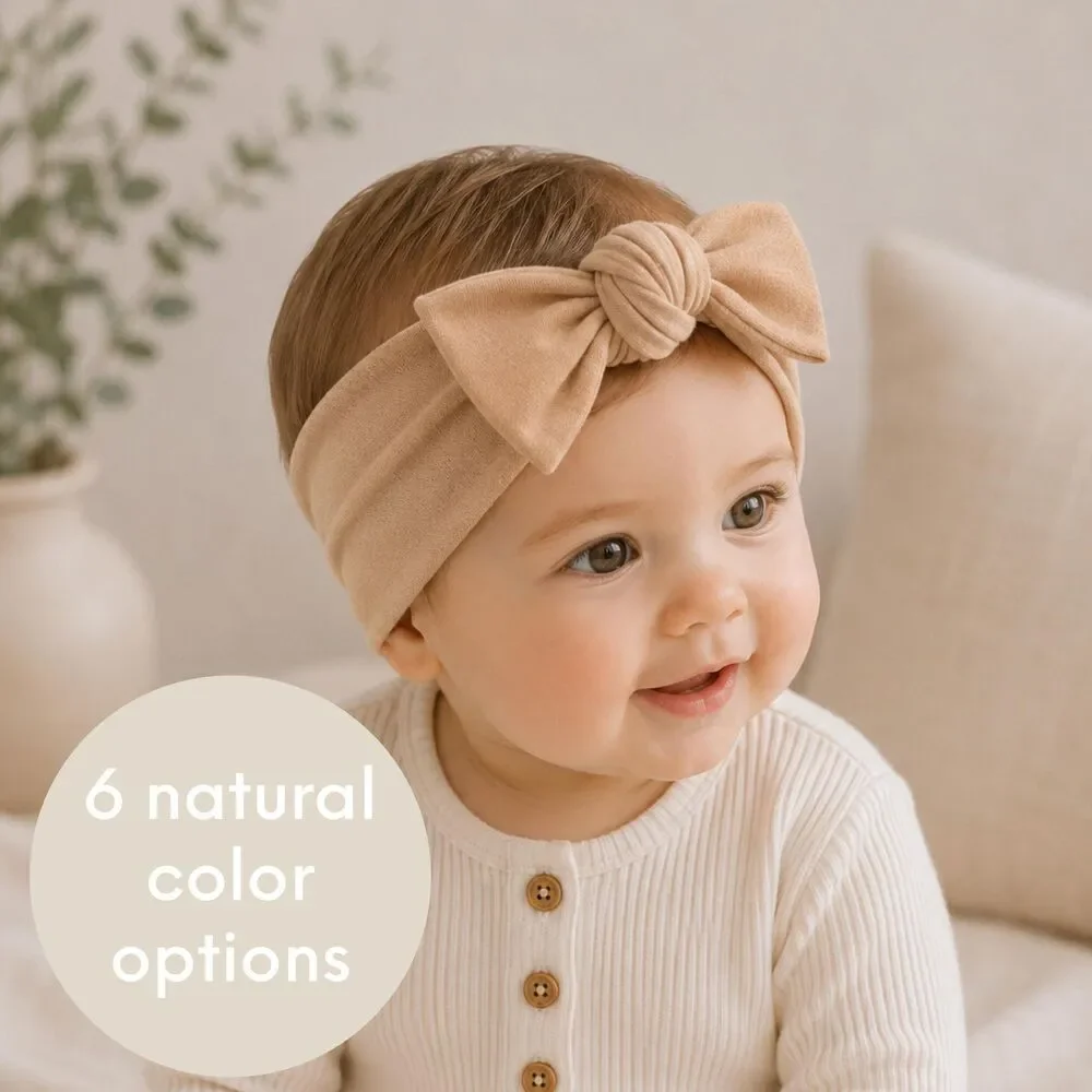 Organic Cotton Natural Baby Girl Bow | Sustainably Made Newborn Headband